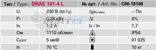 Rosenberg DRAE 181-4 L - описание, технические характеристики, графики